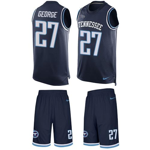 Nike Titans #27 Eddie George Navy Blue Alternate Men's Stitched NFL Limited Tank Top Suit Jersey